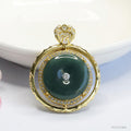 Natural Grade a Jadeite Blue Safety Buckle Pendant Jade Necklace Ancient Style Jewelry