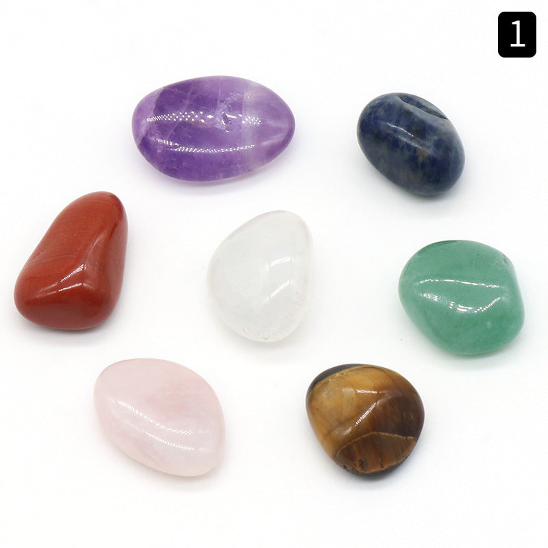 Natural Crystal Set, Hexagonal Column Double-Pointed 7 Pieces, Irregular 7 Pieces, Set Gift Box
