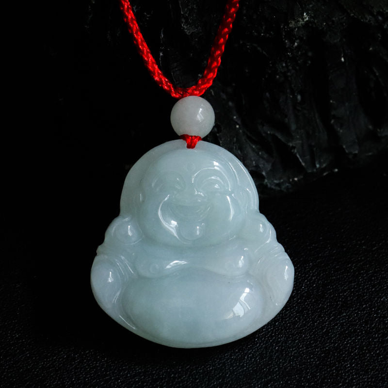Jade Pendant with Natural Jadeite, Peaceful Buckle Burmese Jade Jewelry — additional product photo