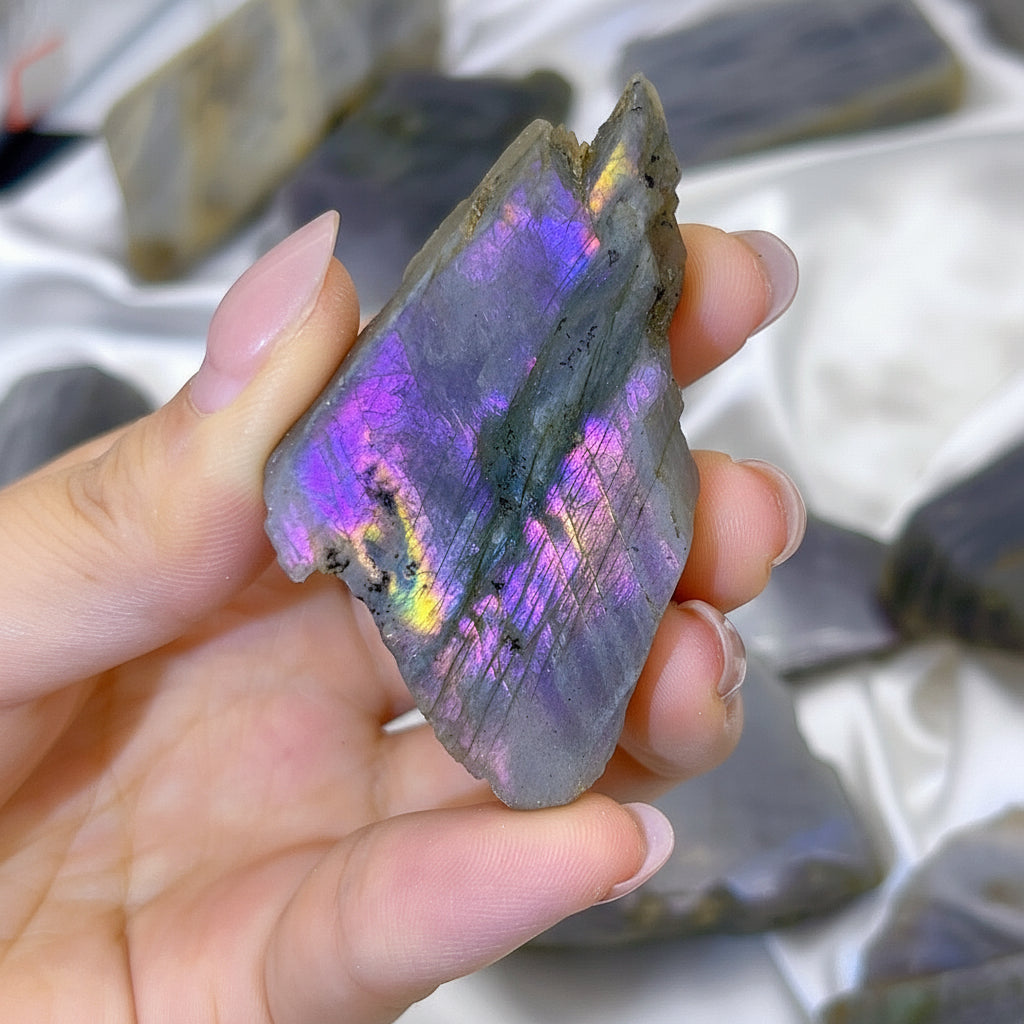 Natural Purple Labradorite Semi-Polished