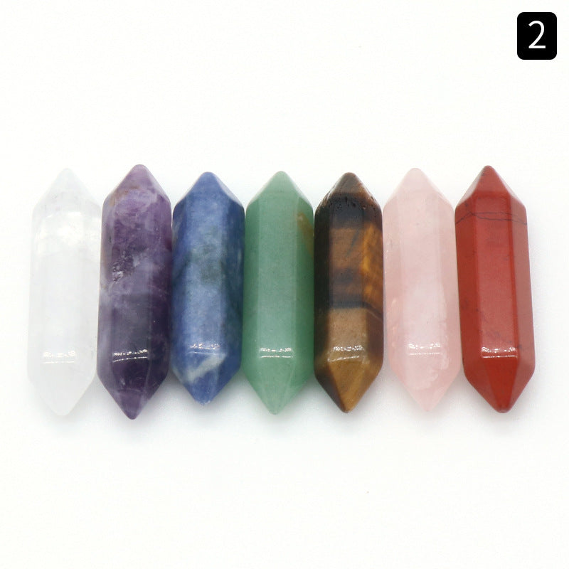 Natural Crystal Set, Hexagonal Column Double-Pointed 7 Pieces, Irregular 7 Pieces, Set Gift Box