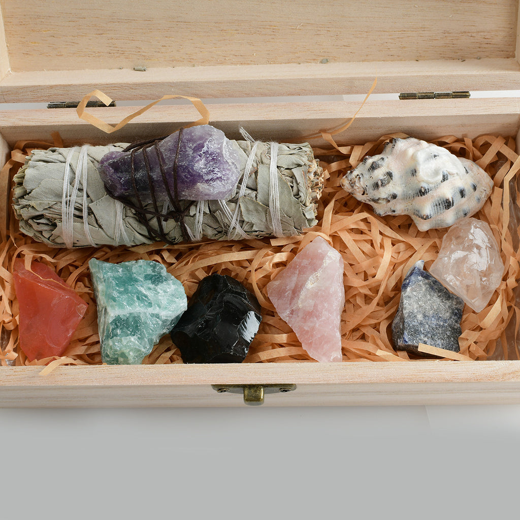White Sage & Crystal Ornament Set | Smudge Cleansing Kit