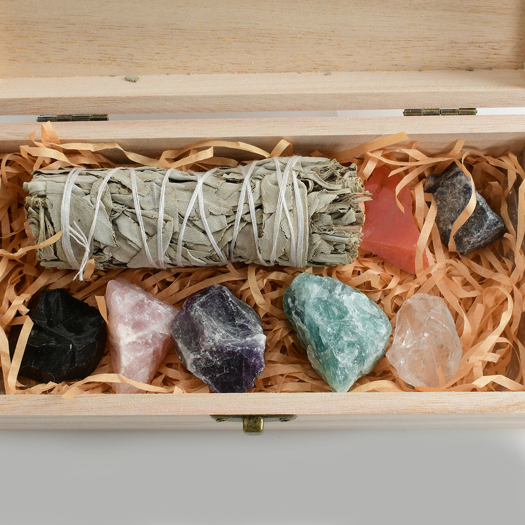 White Sage & Crystal Ornament Set | Smudge Cleansing Kit