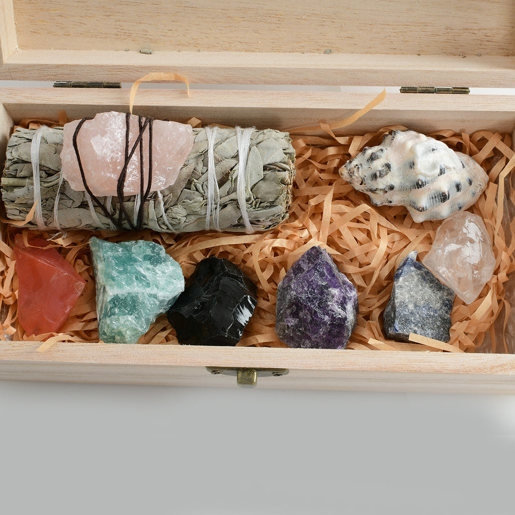 White Sage & Crystal Ornament Set | Smudge Cleansing Kit