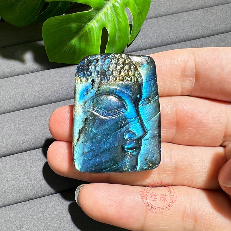 Hand-Carved Labradorite Pendant – Blue Flash Crystal Carving, Skull, Mask, Geometric & Figural Shapes – Natural Gemstone Jewelry Supply (1 Piece)
