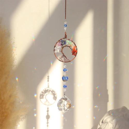 Crystal Light Catcher Tree of Life Crystal Ornament Rainbow Maker Crystal Prism Chakra Pendant Window