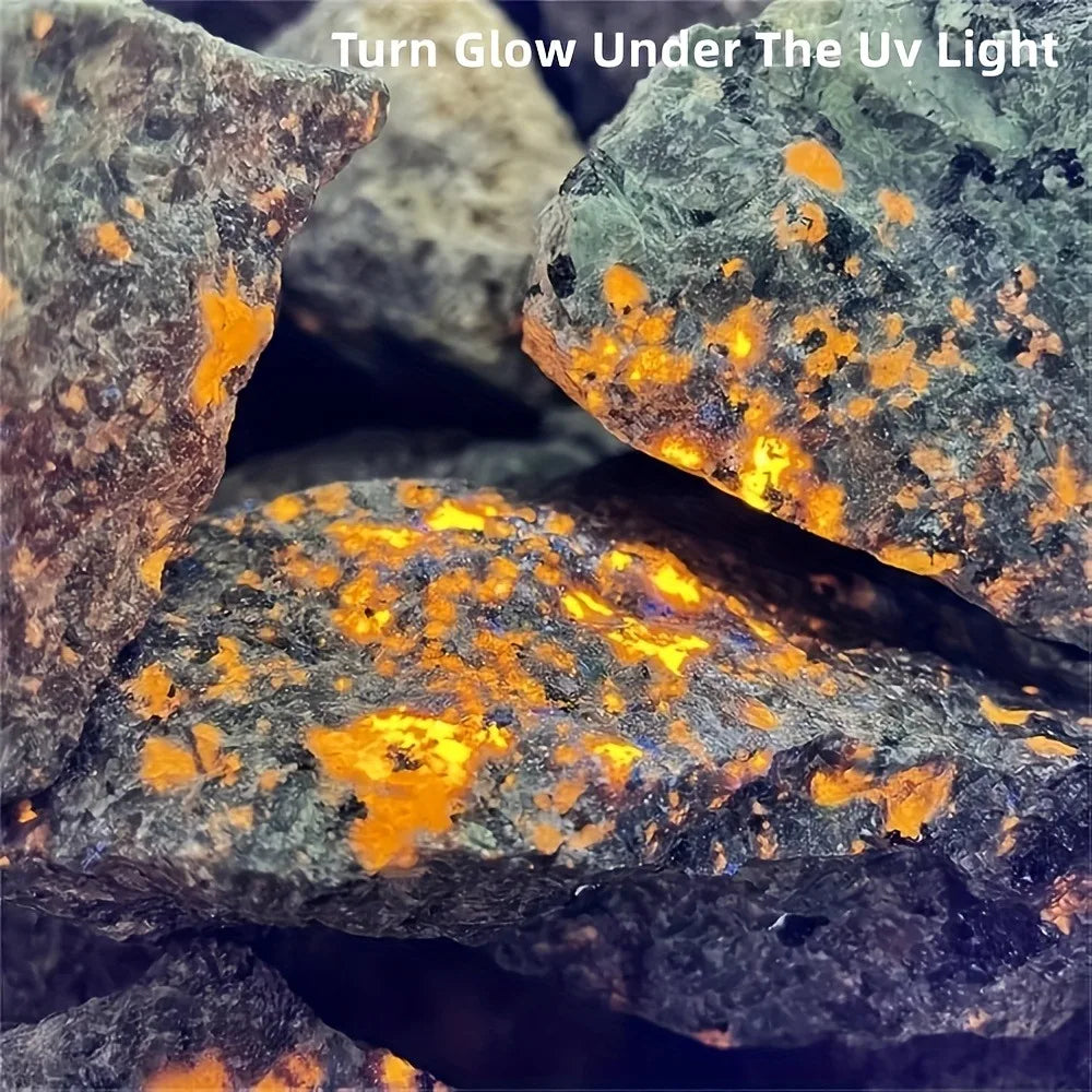 Natural Yooperlite Stone Irregular Unpolished Flame Stone Raw Rock Crystal UV Glow Rough Quartz