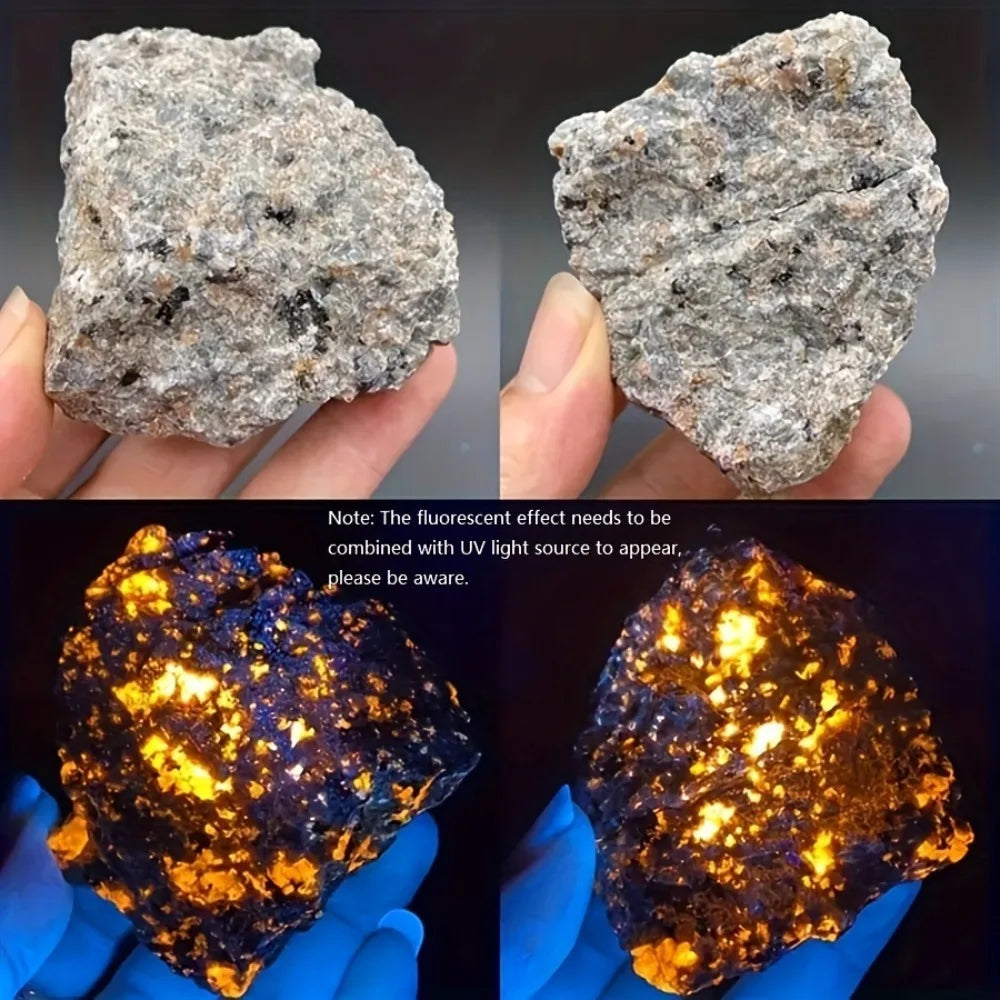 Natural Yooperlite Stone Irregular Unpolished Flame Stone Raw Rock Crystal UV Glow Rough Quartz