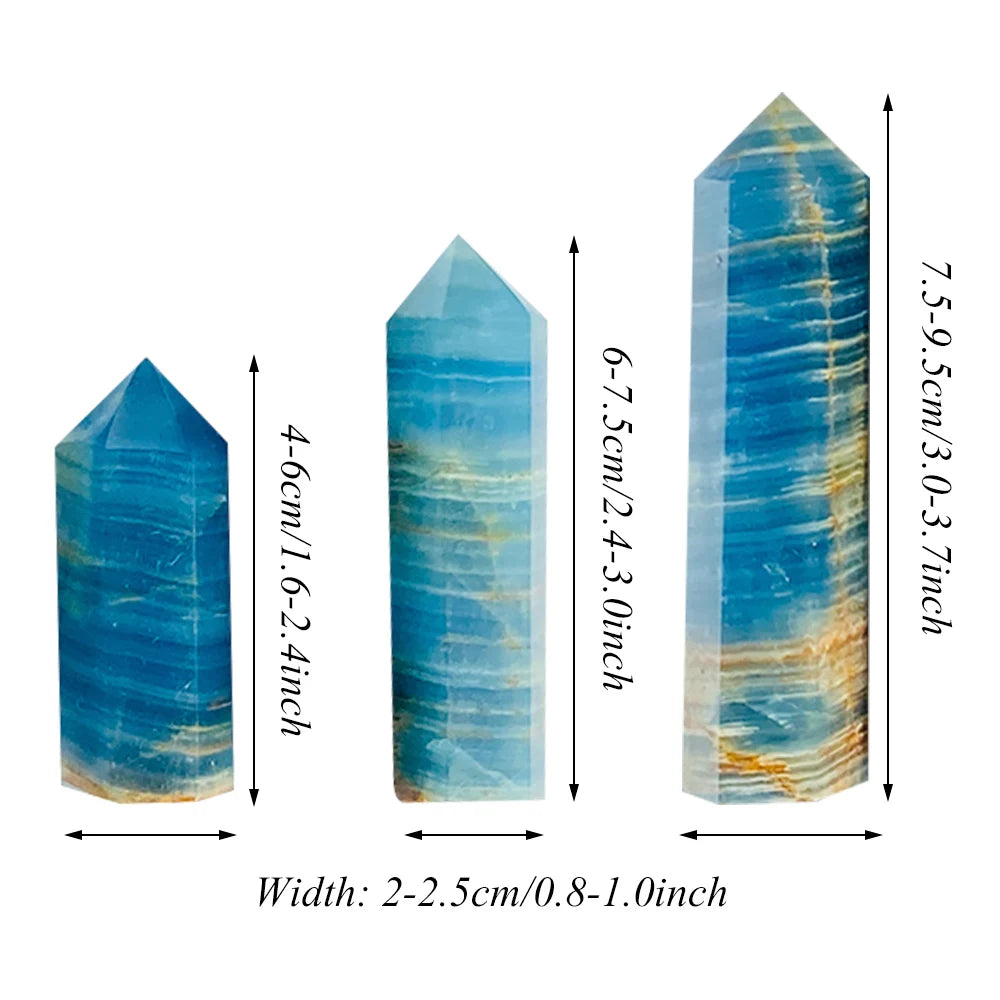 Aqua Blue Calcite Tower, Lemurian Blue Column, Natural Stone Crystal Pillar