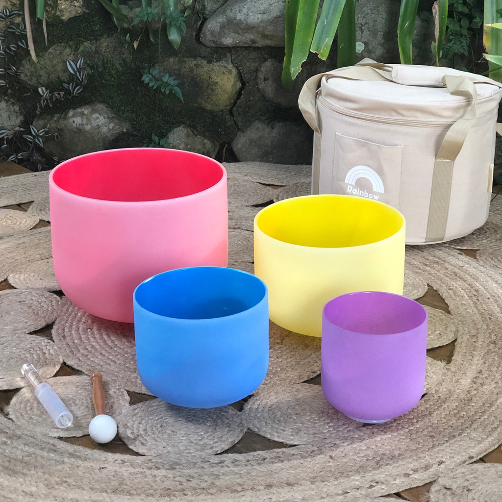 Rainbow Sound Therapy Bowl Set of 4 | 432Hz Crystal Bowls with Case