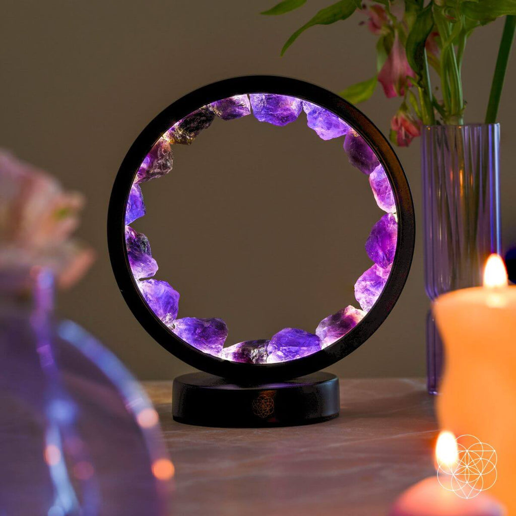 "I Am at Peace" Spiritual Protection Amethyst Lamp