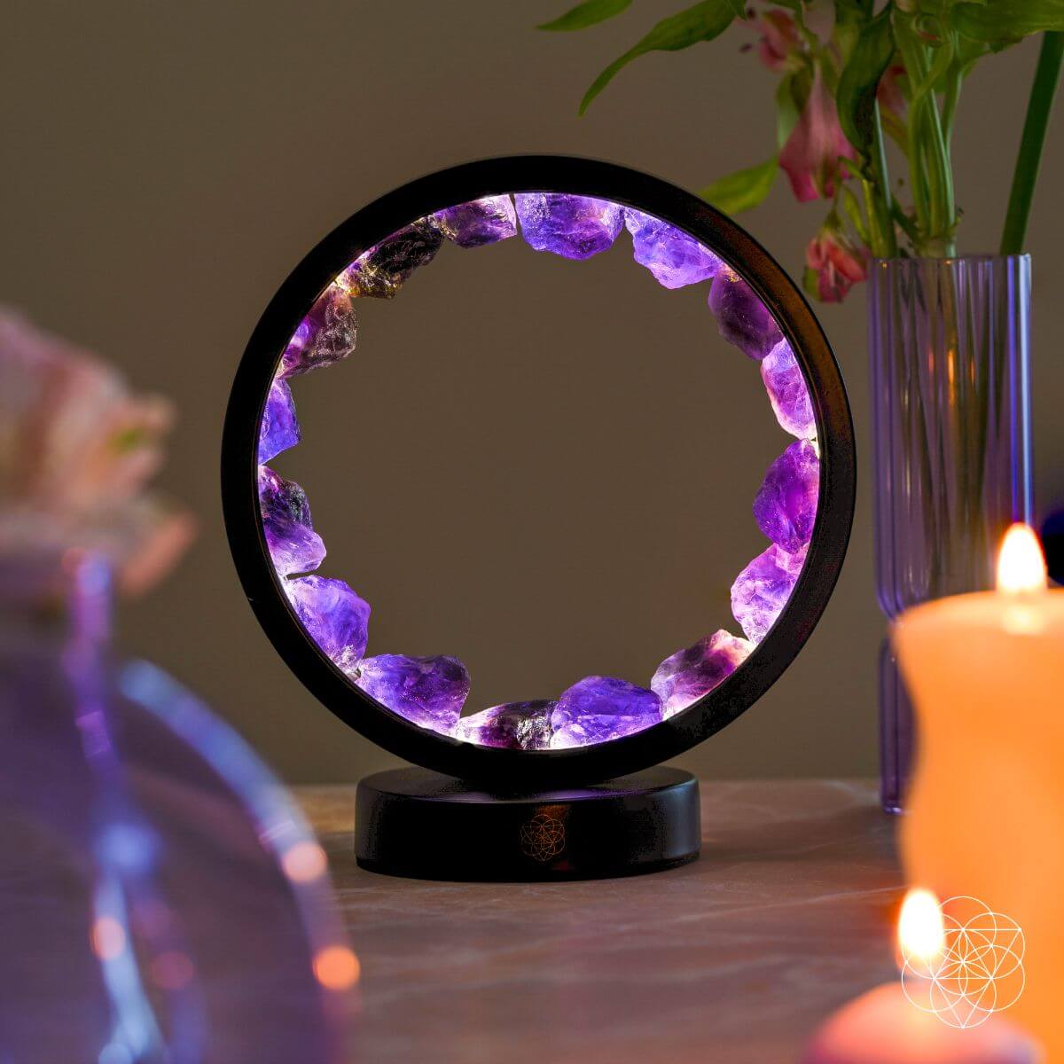 "I Am at Peace" Spiritual Protection Amethyst Lamp