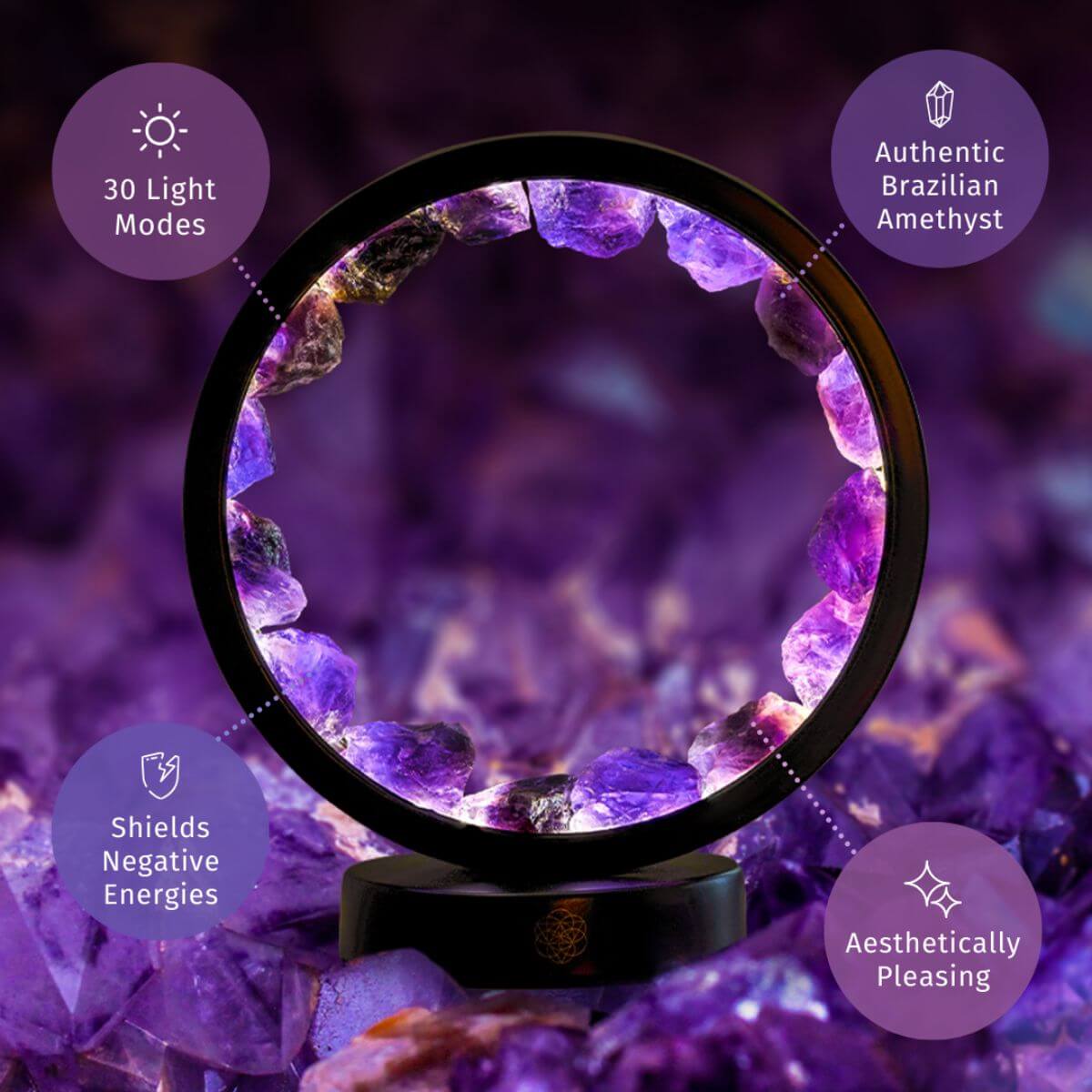 "I Am at Peace" Spiritual Protection Amethyst Lamp