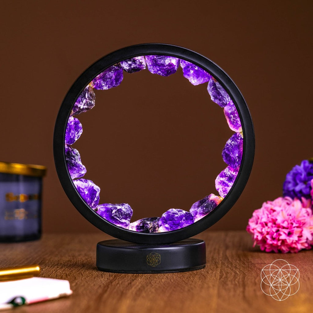 "I Am at Peace" Spiritual Protection Amethyst Lamp