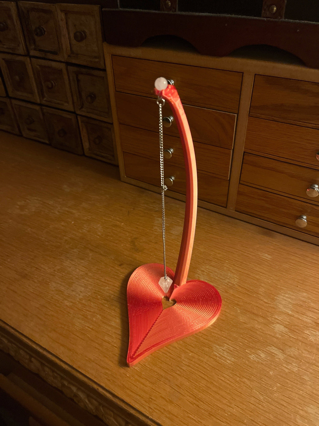 Heart Stand for Jewelry or Pendulums (3D Printed PLA Plastic)