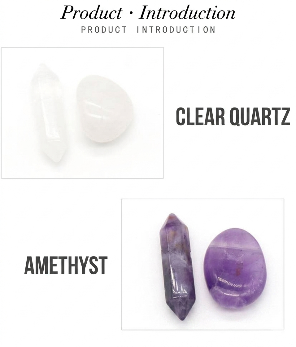 Natural Crystal Set, Hexagonal Column Double-Pointed 7 Pieces, Irregular 7 Pieces, Set Gift Box