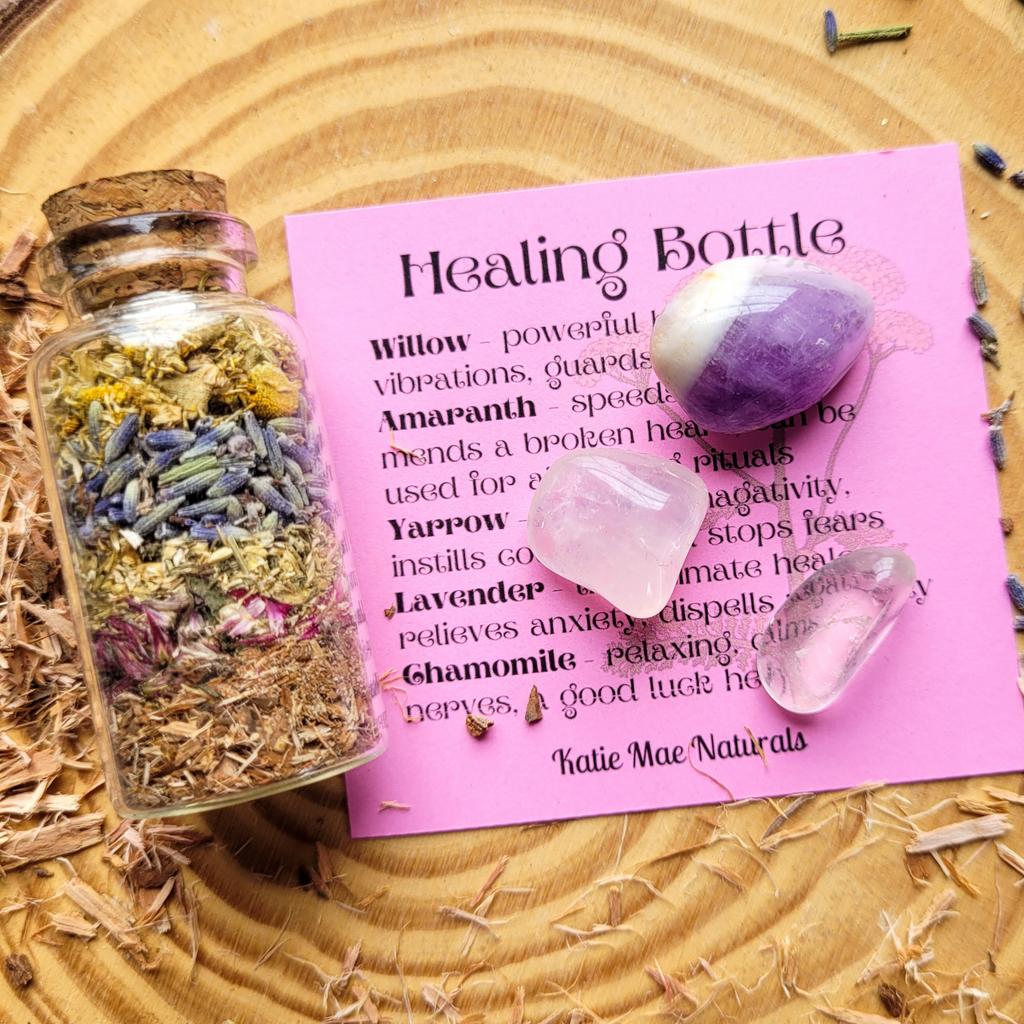 Healing Bottle and Crystals Intention Setting Kit