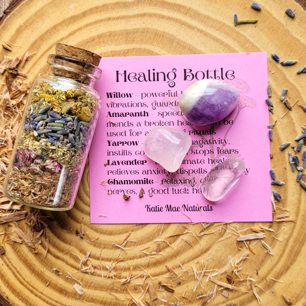 Healing Bottle and Crystals Intention Setting Kit
